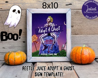 Beetle Juice Adopt a Ghost 8x10 Schild, Vorlage zum Ausdrucken - Sofort Download