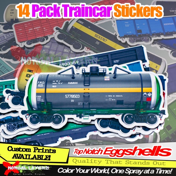 Train Car Eggshell Graffiti Art for Streets and Tags | 14pc Sticker Pack