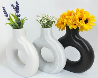 Jarrón en forma de donut / Macetero ecológico impreso en 3D / Estante y decoración para el hogar y la oficina / Estante decorativo moderno y con inspiración en alimentos extravagantes