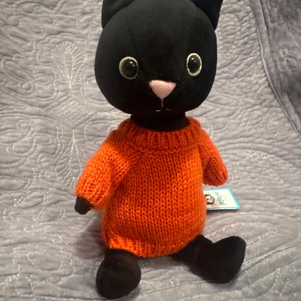 Rare Black JellyCat with orange knit sweater