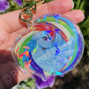 Rainbow Dash MLP Holographic Acrylic 2.5" Charm Keychain