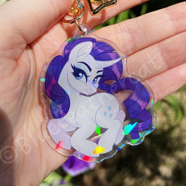 Rarity MLP Holographic Acrylic 2.5" Charm Keychain