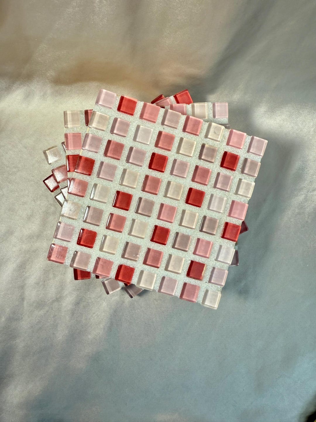 Pink Button Coaster Pink Mosaic Tile Coaster Set (4) | Handmade Coasters for Home Decor ...
