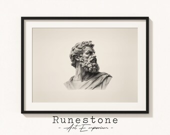Greek Statue Illustration | Ancient Marble Sculpture Sketch | Minimal Impressionist Wall Art | Neutral Pencil Drawing Digital Print Download