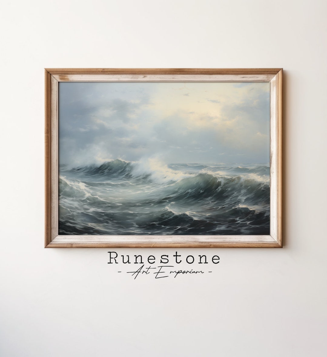 Dark and Stormy Sea Vintage Oil Painting DIGITAL ART | Ocean Wall Art ...