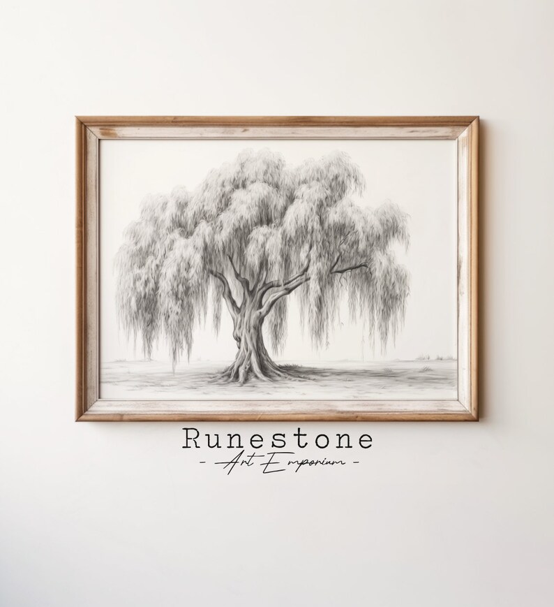 Willow Tree Sketch Print | Botanical Wall Art | Minimal Portrait ...