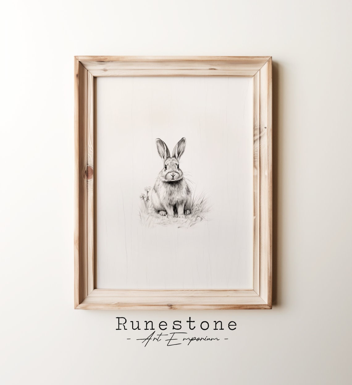 Minimalist Bunny Rabbit Sketch Print Easter Wall Art Cute Minimalist