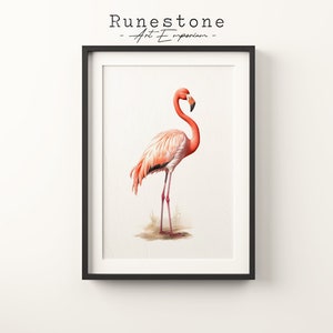 Vintage Flamingo Sketch Print | Tropical Boho Wall Art | Minimalist Bohemian Wall Art | Hand Drawn Print | Digital Print Digital Download