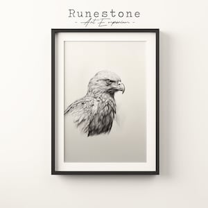 Eagle Sketch Print | Hand Drawn Eagle Wall Art | Natural Wall Art| Minimalist Wall Art | Neutral Wall Art | Digital Print | Digital Download