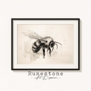 Vintage Honey Bee Illustration | Insect Sketch | Scientific Wall Art | Minimal Artwork | Neutral Pencil Drawing | Digital Print Download