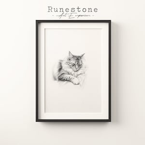 Vintage Sleeping Cat Sketch Print | Sleeping Cat Wall Art | Minimal Cat Wall Art | Animal Drawing Print | Digital Print | Digital Download