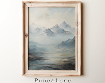 Distant Mountains Vintage Oil Painting DIGITAL ART | Andes Wall Art | Vintage Wall Art | PRINTABLE Mountain Wall Art