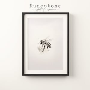 Minimalist Bee Sketch Print | Hand Drawn Bee Wall Art | Minimalist Wall Art | Neutral Nursery Wall Art | Digital Print | Digital Download