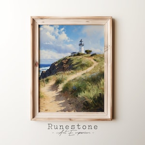 Printable Lighthouse Vintage Oil Painting DIGITAL ART | Summer Lighthouse Coastal Decor | Vintage Design Wall Art | Downloadable Beach Art