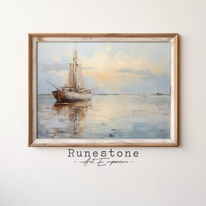 Old Sailboat Vintage Oil Painting DIGITAL ART | Beach Wall Art | Vintage Wall Art | Downloadable Sailing Boat Wall Art | Sailboat Wall Art