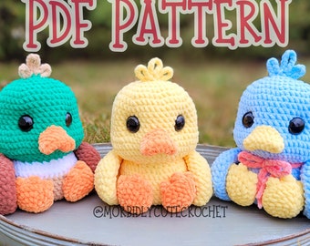 Barnyard Duck crochet pdf pattern with Mallard and chicken mods