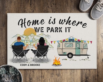 Custom RV Camping Doormat, Personalized Camping Door Mat, Camper Mat Gift, Camper Van Decoration, RV Camping Rug,Housewarming/Welcome Mat