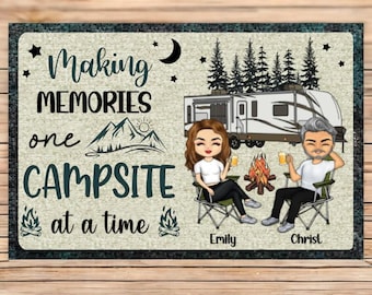Custom Camping Doormat, Personalized RV Rug, Camper Welcome Mat, Camper Van Decoration, Housewarming Gift for Couple