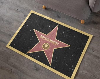 Custom Hollywood Walk Rug, Hollywood Custom Welcome Mat, Custom Welcome Doormat, Indoor Outdoor Welcome Rug, Funny Hollywood Door Mat Gift