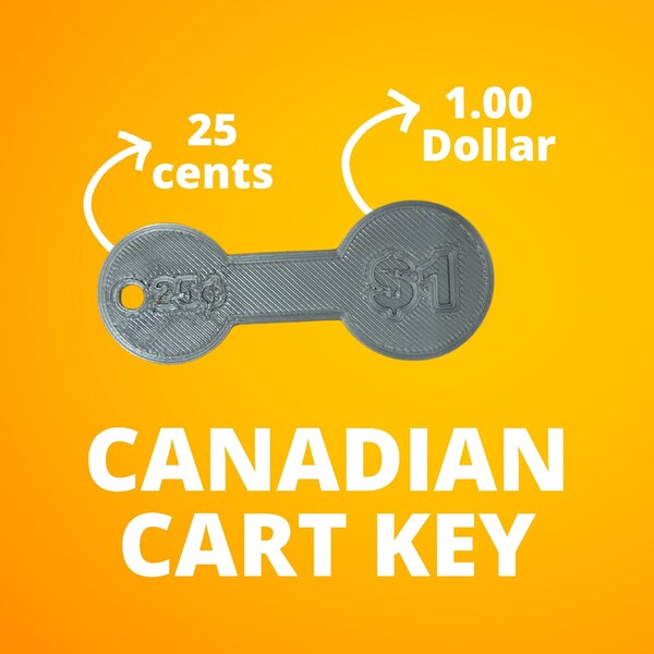 Canadian Shopping Cart Key - Quarter and Toonie 3D printed Key.