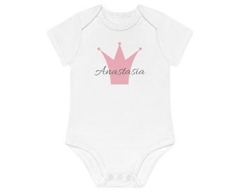 Gepersonaliseerde biologische babybody | Aangepaste naam Baby Romper | Babyrompertje met korte mouwen | Babycadeau op maat | Cadeau voor babyshower