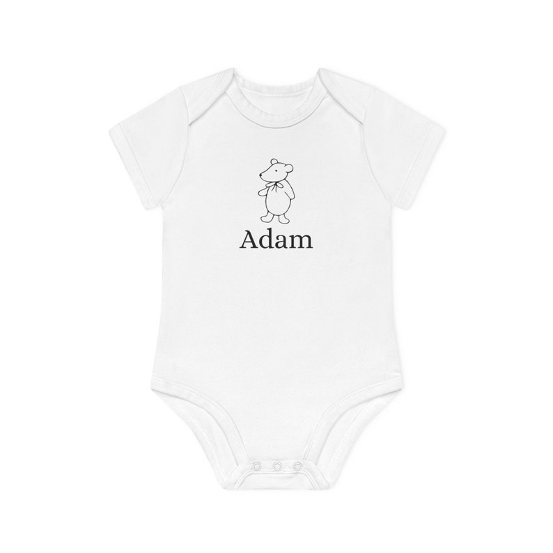 Body de bebé orgánico personalizado / Body de bebé con nombre personalizado / Body de manga corta / Regalo de bebé personalizado / Regalo de revelación de género White