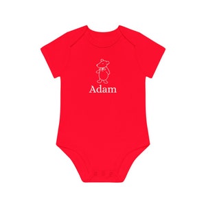 Body de bebé orgánico personalizado / Body de bebé con nombre personalizado / Body de manga corta / Regalo de bebé personalizado / Regalo de revelación de género Red