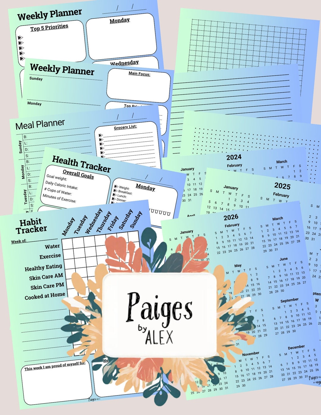 Printable Planner Pages - Etsy
