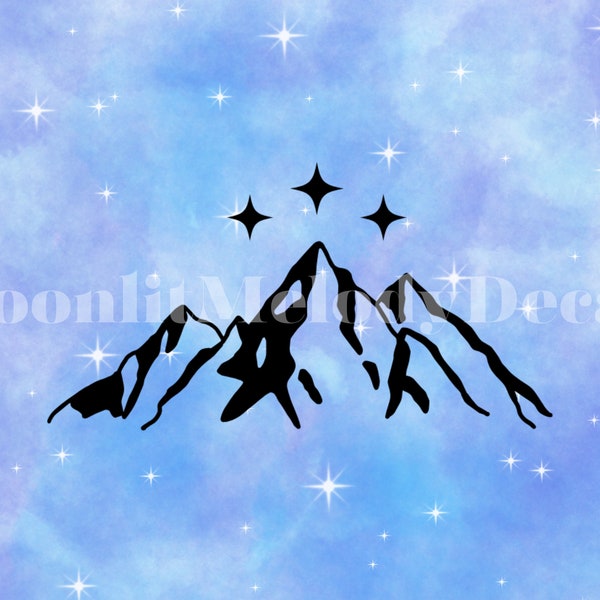 Mountain and Stars Decal | ACOTAR | Night Court | Vinyl Decal | Car Sticker