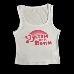 Alt metal band kawaii pink rainbow tank top