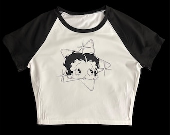 Betty star 1930s vintage flapper girl raglan cropped baby tee