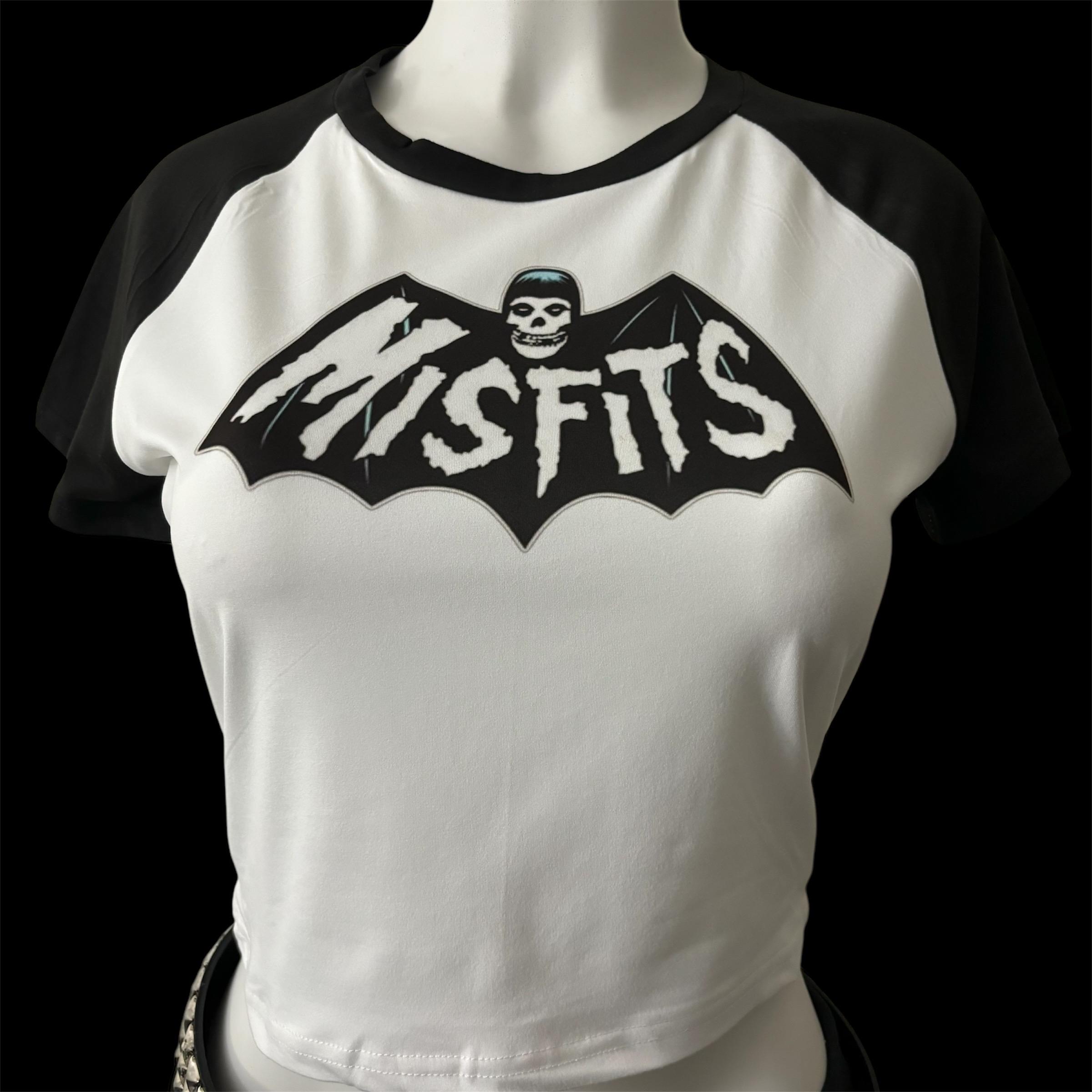 Punk Raglan Crimson Horror Punk Skull Bat Band Raglan Cropped Baby Tee - Etsy