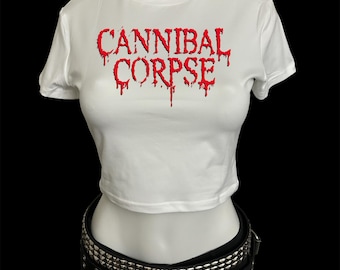 Death metal band red font cropped t shirt