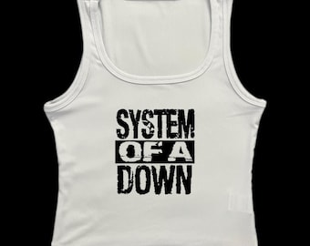 Distressed alternative nu metal band cropped tank top