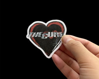 1980s gothic post punk new wave band heart sticker for laptop, phone, notebook, journal, planner