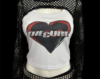 1980s gothic post punk new wave band heart cropped tank top