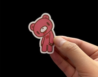 Bloody pink kawaii bear sticker scenecore emocore for laptop, phone, notebook, journal, planner