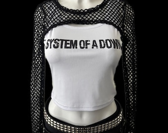 Alternative metal band cropped tank top