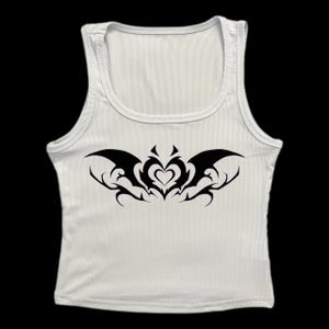 Bat heart cybercigilism tribal tattoo inspired tank top