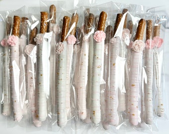 12 pcs chocolate covered pretzel rods - individually wrapped