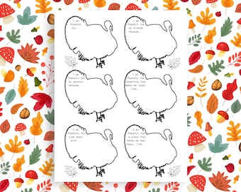 Thanksgiving Thankful Turkey Worksheet, Kids Writing Prompts (PDF Download)