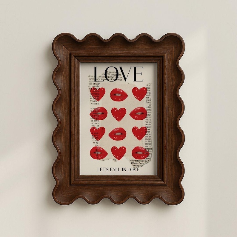 Red Lips Poster for Bedroom Wall Art Red Living Room Decor Red Poster Trendy Girl Room Decor Kiss Poster Vogue Print Love Letter for Her image 1