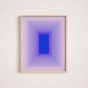Impresión digital degradada, arte inspirado en James Turrell para pared de dormitorio, arte Aura, decoración de moda imprimible, póster degradado, póster estético Y2K