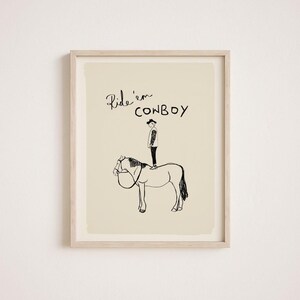 Retro Cowboy Poster Mode Illustration Druck Schlafzimmer Kunst Mädchen Raum Dekor Funky Wand Druck Hand gezeichnete Kunst Flur Dekor Kunst für Wohnzimmer