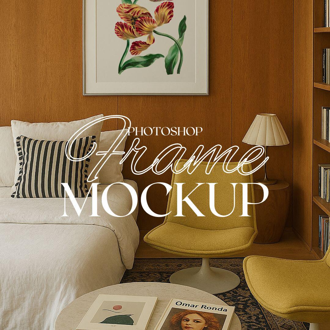 Vertical Frame Photoshop Mockup for Art Display, Living Room Scene PSD ...