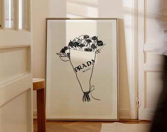 Fashion Print for Girls Room Trendy Flower Poster Decor for Living Room Wall Decor Flower Bouquet Print Preppy Wall Art Minimalist Art
