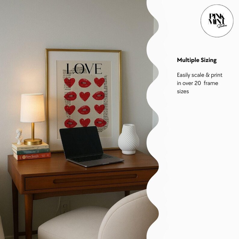 Red Lips Poster for Bedroom Wall Art Red Living Room Decor Red Poster Trendy Girl Room Decor Kiss Poster Vogue Print Love Letter for Her image 3