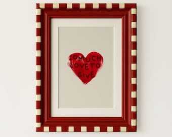 Retro Love Poster for Couples Decor Vintage Print Red Wall Art for Living Room Poster Valentines Day Gift for her Love Letter Trendy Print