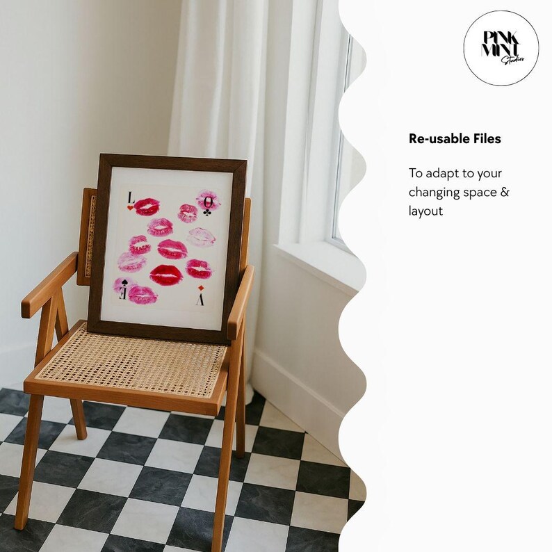 Retro Kiss Plakat Vintage Love Letter Czerwona sztuka ścienna Różowy plakat Sypialnia Dekoracja ścienna Retro Lips Print Sztuka ścienna Plakat miłosny Sztuka kart do gry zdjęcie 6