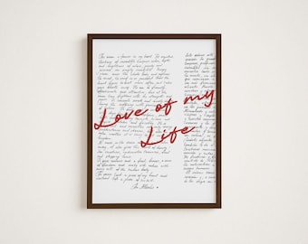 Love Poster, Retro Print, 70s Poster, Red Wall Art, Psychedelic Art, Valentines Day Gift, Soulmate Poster, Love Letter Poster, Trendy Print